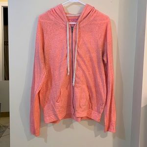 Bright peach cotton zip up hoodie